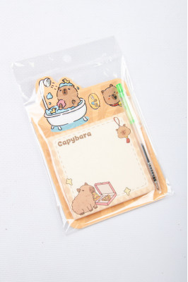 Папір для нотаток, 7,5х7,5 см, 50 аркушів, з ручкою, "Капібара"